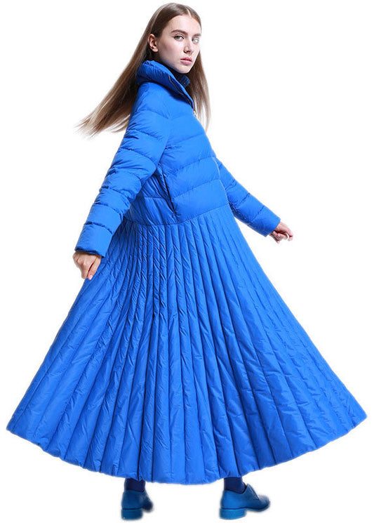  DIY Blue Stand Collar zippered Winter Down Coat - Down Jackets - DYAVOR® 