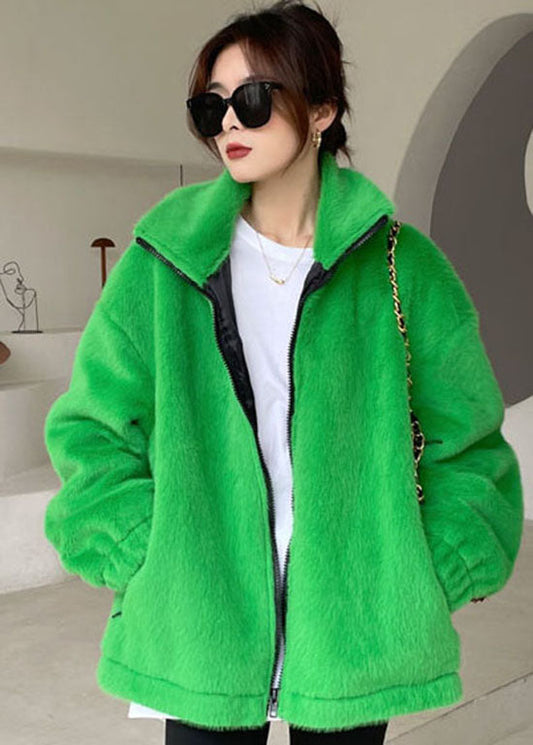  DIY Green Zip Up Mink velvet thick Winter outwear - Down Jackets - DYAVOR® 