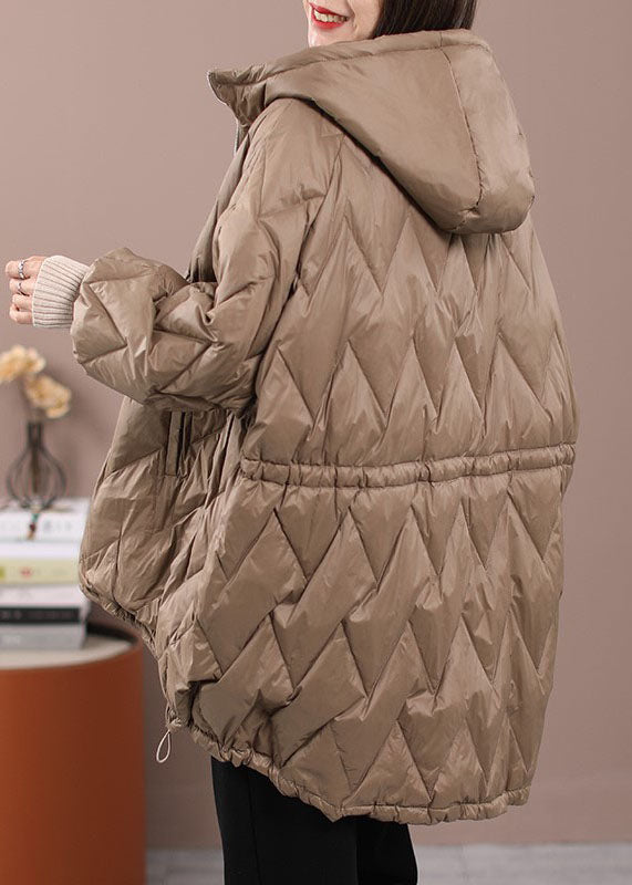  DIY Khaki Cinched Pockets Duck Down Winter down coat - Down Jackets - DYAVOR® 