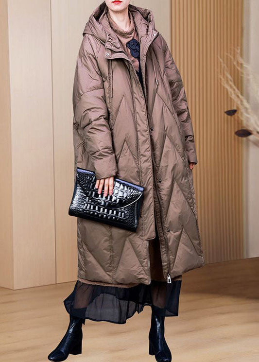  DIY Khaki Hooded Drawstring Oversized Duck Down Down Coat Winter - Down Jackets - DYAVOR® 