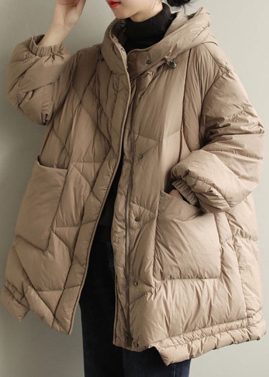  DIY Khaki hooded Pockets Winter Duck Down Coat - Down Jackets - DYAVOR® 