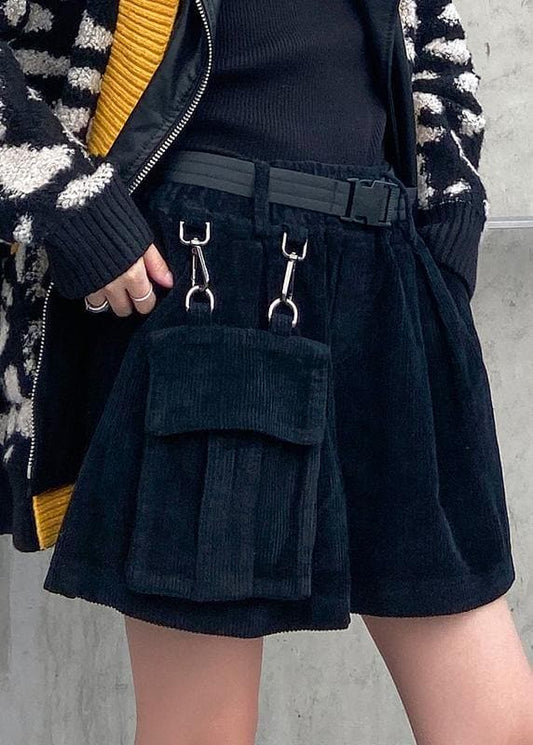  DIY black pant plus size clothing big pockets high waist Gifts wild short pants -  - DYAVOR® 