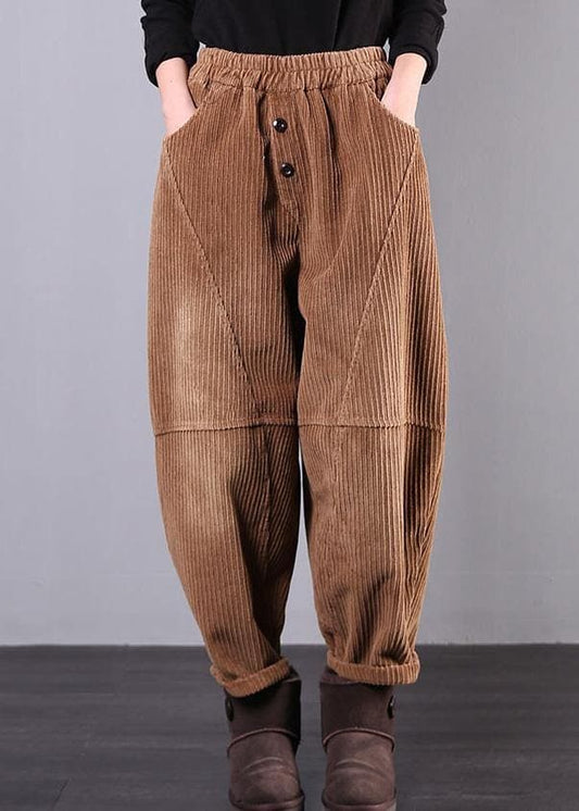  DIY fall women pants women's chocolate Photography Corduroy pockets trousers -  - DYAVOR® 
