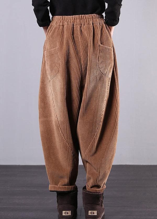  DIY fall women pants women's chocolate Photography Corduroy pockets trousers -  - DYAVOR® 