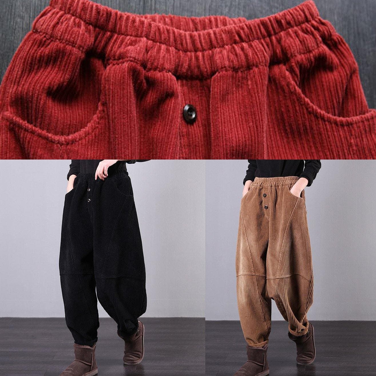  DIY fall women pants women's chocolate Photography Corduroy pockets trousers -  - DYAVOR® 