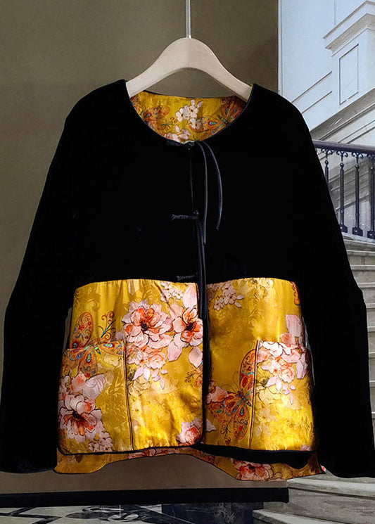 Diy Colorblock O Neck Silk Velour Patchwork Fine Cotton Filled Outwear Winter - Down Jackets - DYAVOR® 