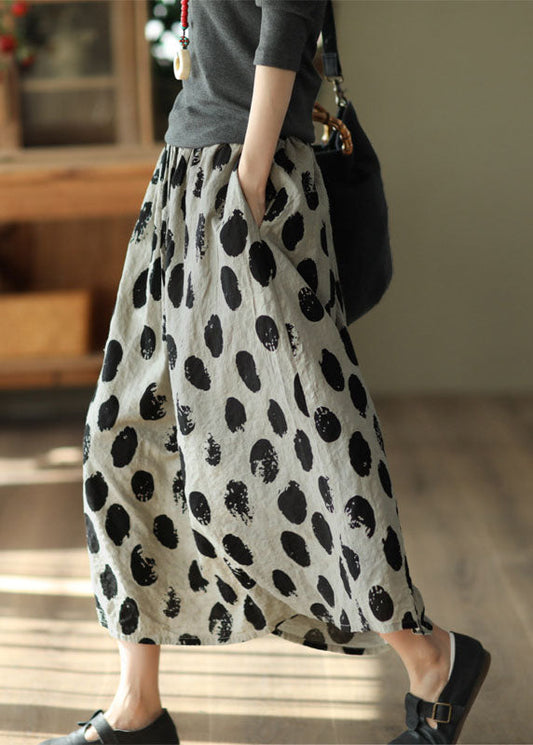  Diy Grey Wrinkled Exra Large Hem Print Linen Skirts Spring - Skirts - DYAVOR® 