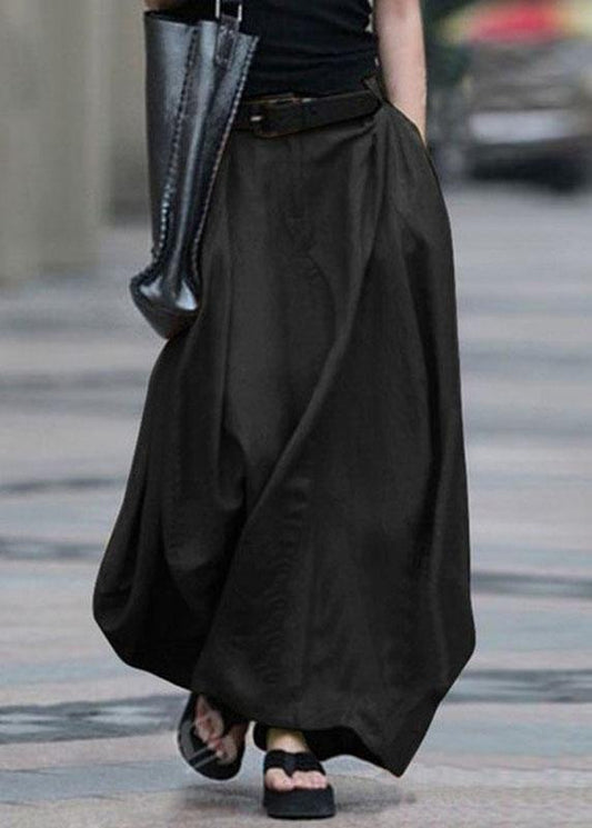  Elasticated Waist Cotton Pockets Asymmetrical Design Half-length A-line - Skirts - DYAVOR® 