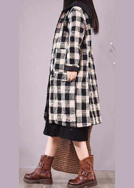  Elegant Black Plaid Parkas For Women Trendy Plus Size Coats Hooded Pockets Outwear - Down Jackets - DYAVOR® 