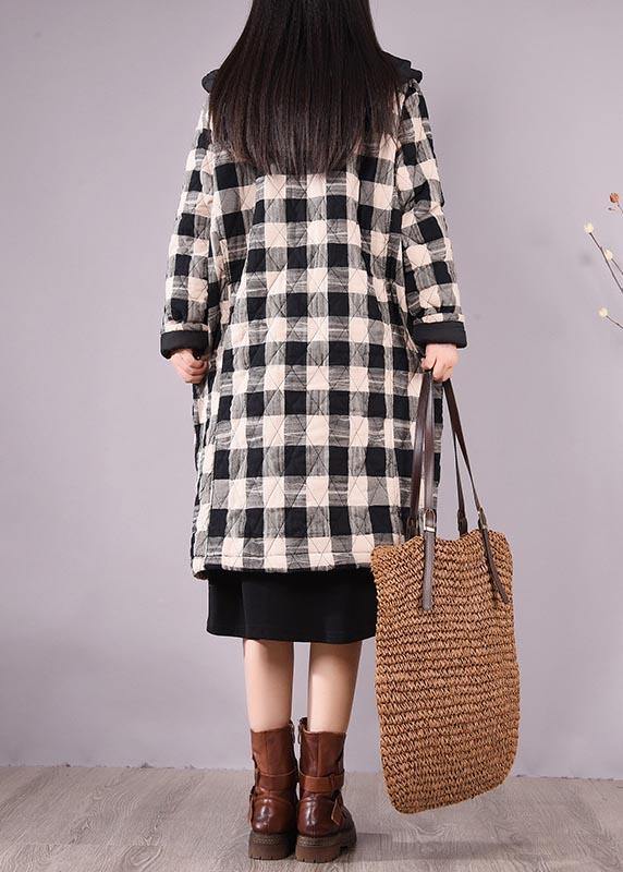  Elegant Black Plaid Parkas For Women Trendy Plus Size Coats Hooded Pockets Outwear - Down Jackets - DYAVOR® 