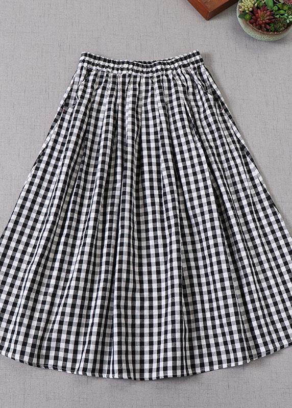  Elegant Black White Plaid wrinkled Pockets Fall Skirt - Skirts - DYAVOR® 