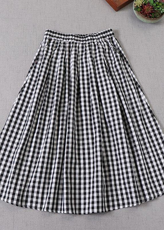  Elegant Black White Plaid wrinkled Pockets Fall Skirt - Skirts - DYAVOR® 