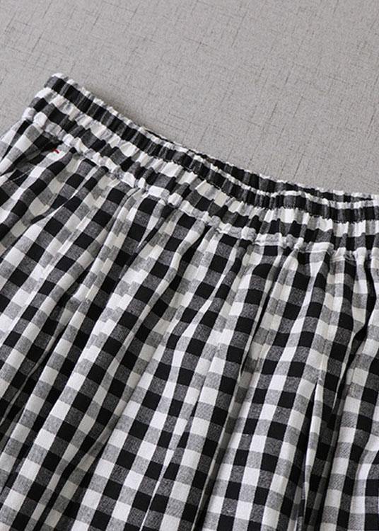  Elegant Black White Plaid wrinkled Pockets Fall Skirt - Skirts - DYAVOR® 