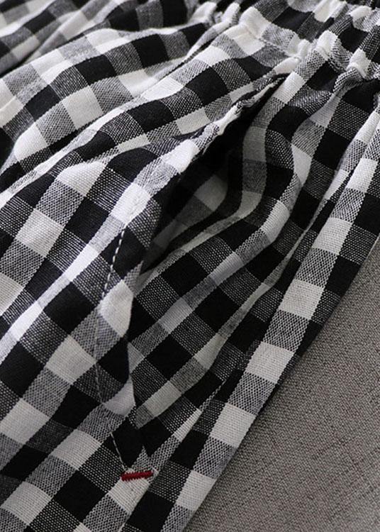  Elegant Black White Plaid wrinkled Pockets Fall Skirt - Skirts - DYAVOR® 