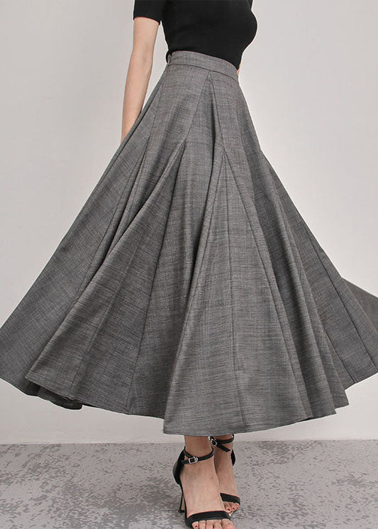  Elegant Italian Grey Patchwork pleated Skirts Spring - Skirts - DYAVOR® 