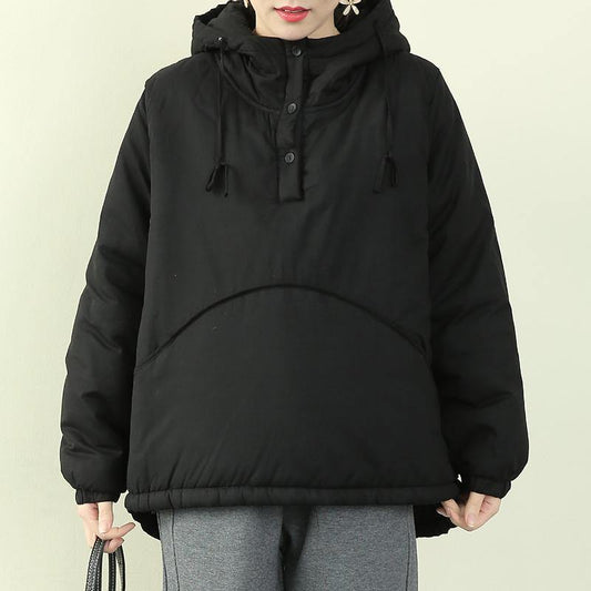  Elegant black women parka plus size snow jackets hooded drawstring coats - Down Jackets - DYAVOR® 