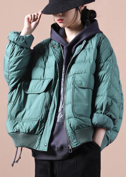  Elegant green down coat winter plus size down jacket Large pockets Elegant Jackets -  - DYAVOR® 