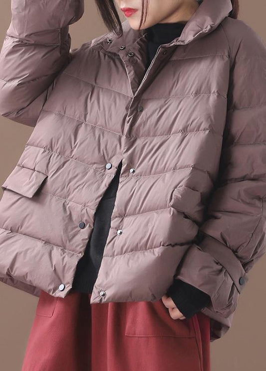  Elegant khaki Parkas for women plus size down jacket winter short coat stand collar -  - DYAVOR® 