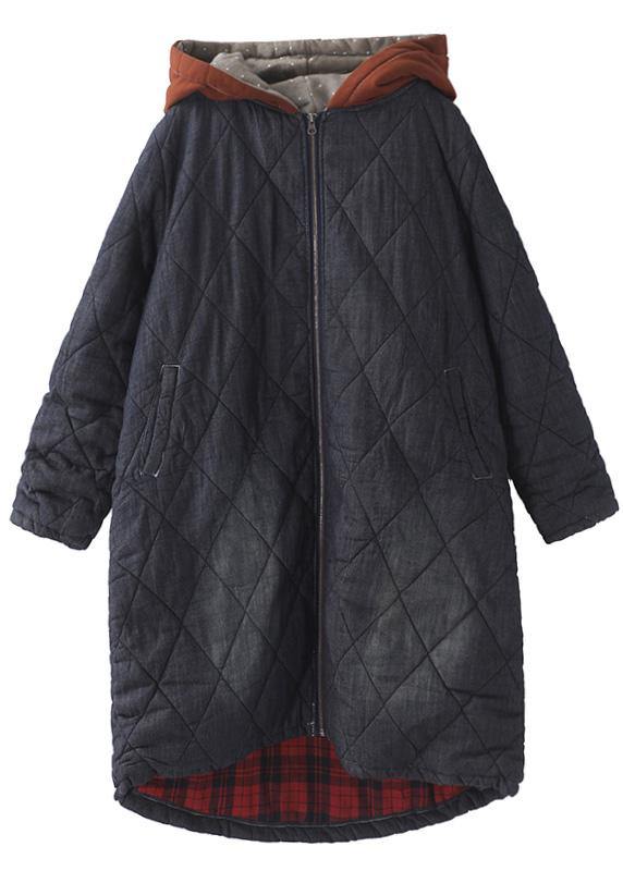  Elegant plus size warm winter coat hooded winter outwear black embroidery casual outfit -  - DYAVOR® 