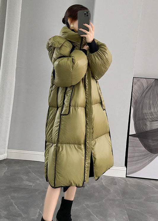 Fashion Army Green Hooded Zippered Patchwork Duck Down Canada Goose Coats Winter - Down Jackets - DYAVOR® 