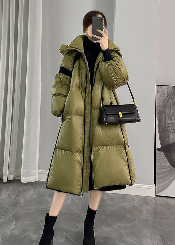  Fashion Army Green Hooded Zippered Patchwork Duck Down Canada Goose Coats Winter - Down Jackets - DYAVOR® 