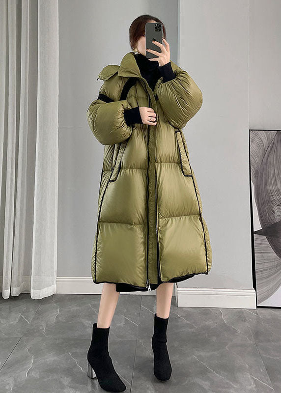  Fashion Army Green Hooded Zippered Patchwork Duck Down Canada Goose Coats Winter - Down Jackets - DYAVOR® 