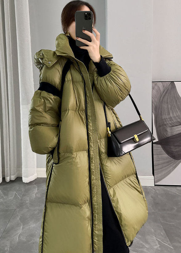  Fashion Army Green Hooded Zippered Patchwork Duck Down Canada Goose Coats Winter - Down Jackets - DYAVOR® 