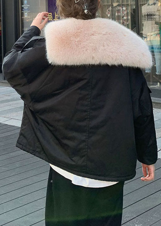  Fashion Black Fox collar Zip Up Fine Cotton Filled Puffers Jackets Winter - Down Jackets - DYAVOR® 