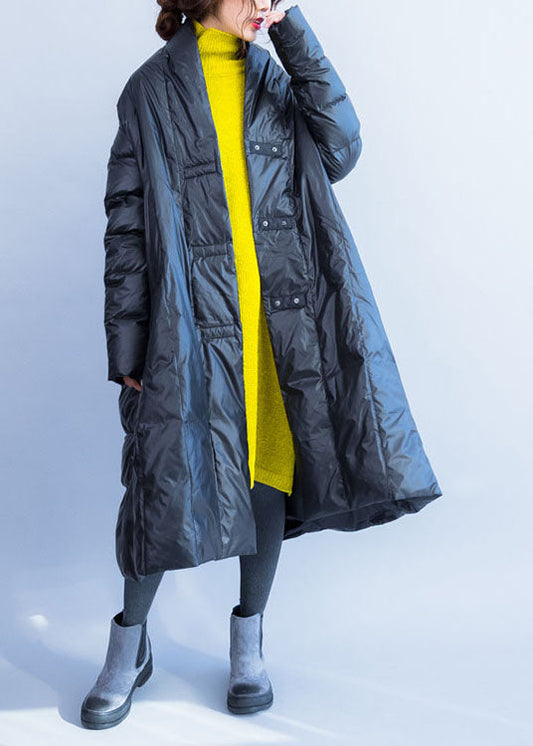  Fashion Black V Neck Pockets Duck Down Witner Coats - Down Jackets - DYAVOR® 