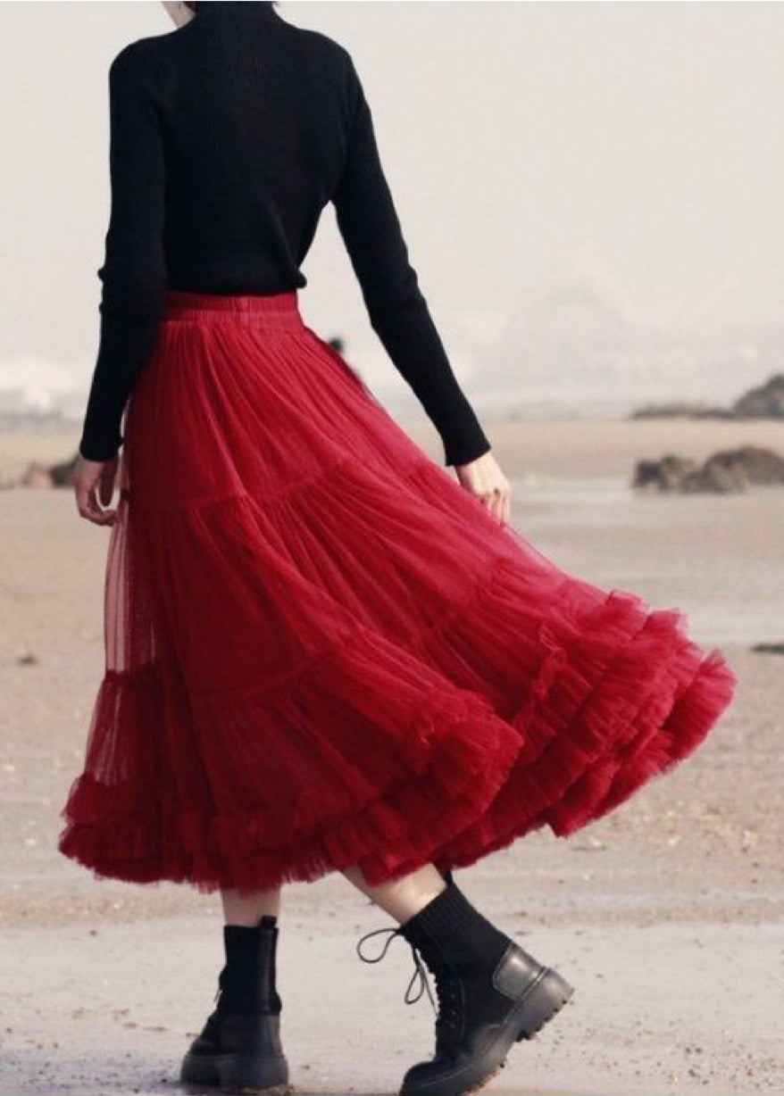  Fashion Blue Patchwork Circle Cute pleated dress Fall Skirt - Skirts - DYAVOR® 