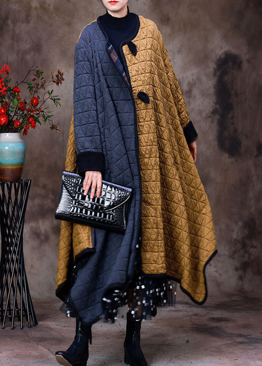  Fashion Grey Yellow Asymmetrical Pockets Patchwork Fine Cotton Filled Witner Coats Winter - Down Jackets - DYAVOR® 