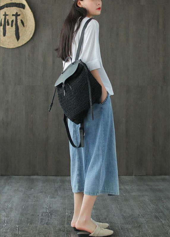  Fashion Light Blue Asymmetrical Design Button A Line Pockets Fall Skirts - Skirts - DYAVOR® 