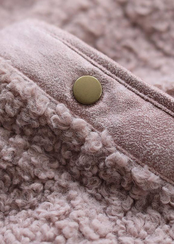  Fashion Pink Pockets Button Casual Fall Winter Thick Coats Long sleeve - Down Jackets - DYAVOR® 
