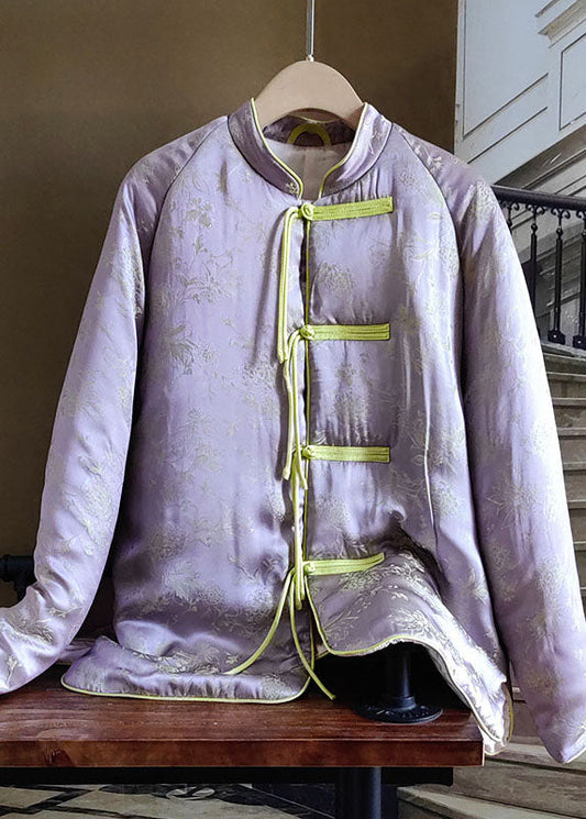  Fashion Purple Tasseled Jacquard Fine Cotton Filled Outwear Winter - Down Jackets - DYAVOR® 