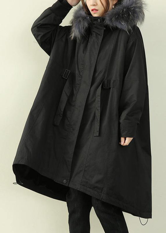  Fashion black fur collar long quilted padded coat women loose coats - Down Coats - DYAVOR® 