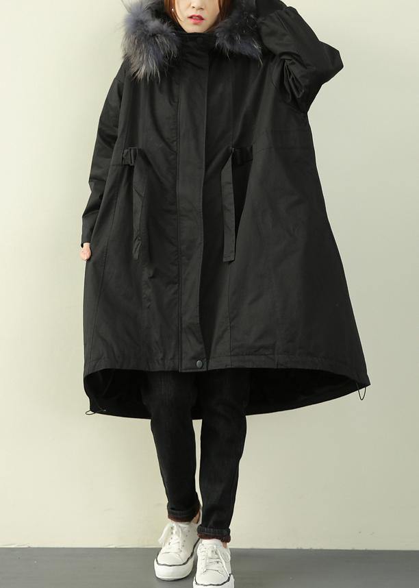  Fashion black fur collar long quilted padded coat women loose coats - Down Coats - DYAVOR® 