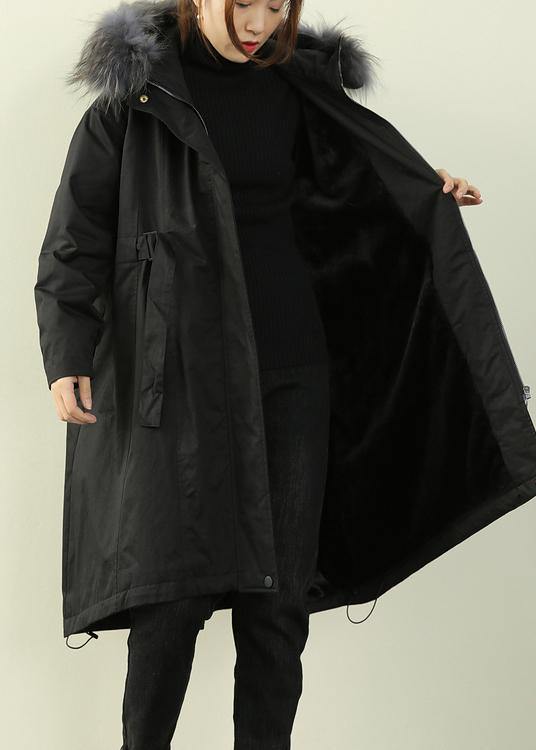  Fashion black fur collar long quilted padded coat women loose coats - Down Coats - DYAVOR® 