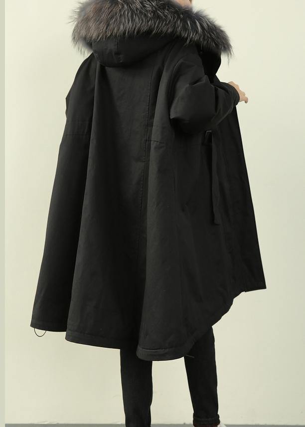  Fashion black fur collar long quilted padded coat women loose coats - Down Coats - DYAVOR® 