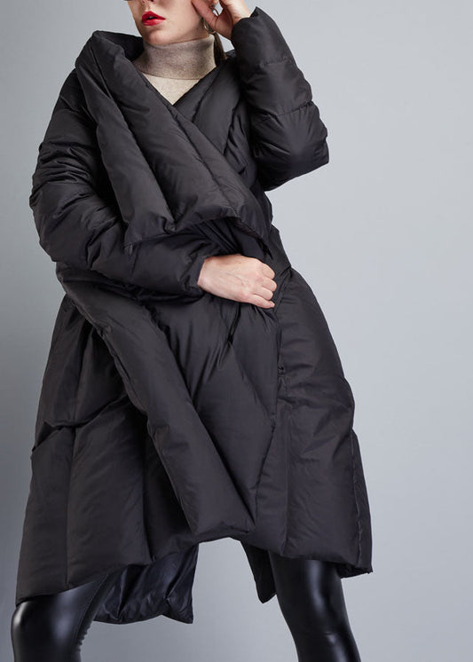  Fine Black Asymmetrical Cloak Duck Down Winter Coats Winter - Down Jackets - DYAVOR® 