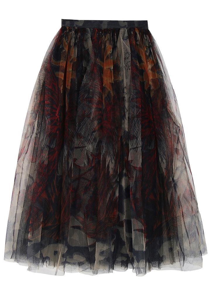  Fine Black Print Lace A Line Tulle Skirts Summer - Skirts - DYAVOR® 