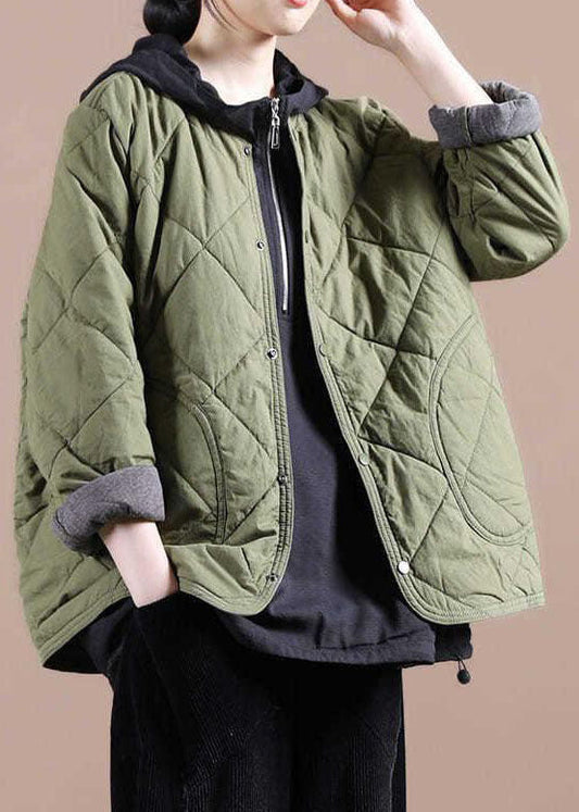  Fine Green Button Fine Cotton Filled Casual Winter Coats - Down Jackets - DYAVOR® 