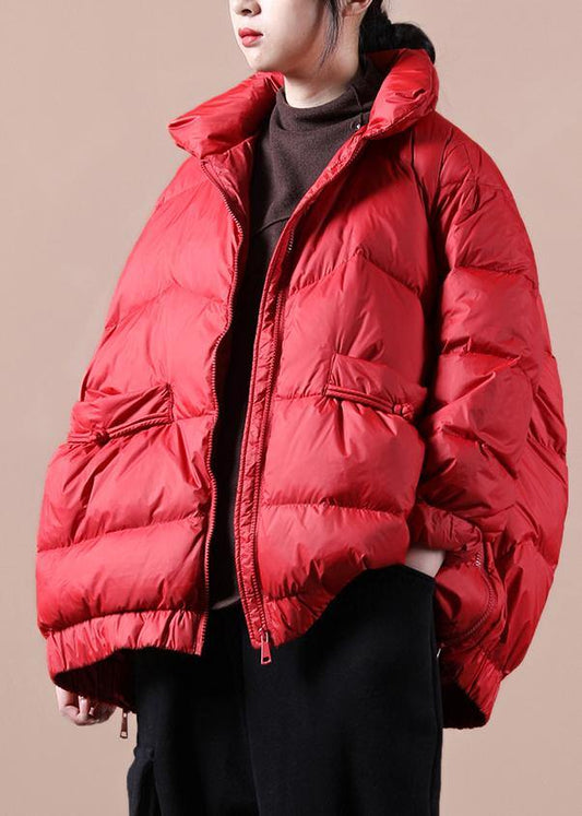  Fine Loose fitting snow jackets zippered Jackets red stand collar goose Down jackets -  - DYAVOR® 