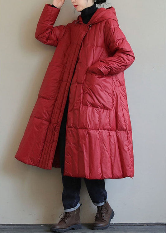  Fine Red hooded zippered Circle Winter Duck Down coat - Down Jackets - DYAVOR® 