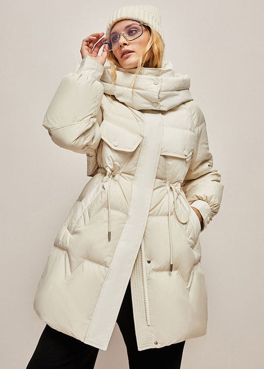  Fine White Hooded Drawstring Warm Duck Down Down Coat Winter - Down Jackets - DYAVOR® 