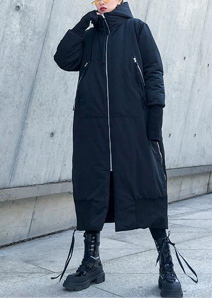  Fine black winter parkas oversize hooded zippered winter coats -  - DYAVOR® 