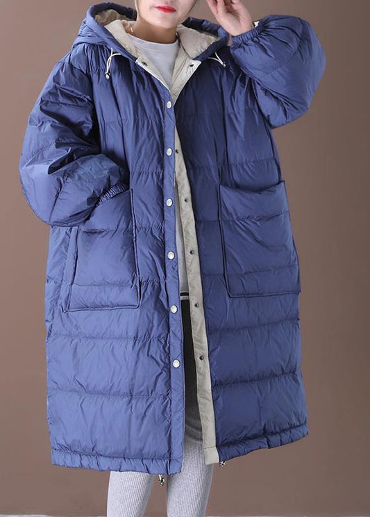  Fine blue goose Down coat plus size clothing snow jackets hooded pockets Luxury Jackets -  - DYAVOR® 