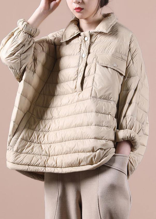  Fine khaki down coat trendy plus size snow jackets lapel pockets women winter outwear -  - DYAVOR® 