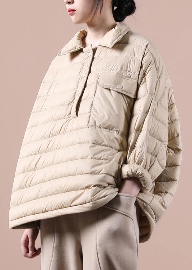  Fine khaki down coat trendy plus size snow jackets lapel pockets women winter outwear -  - DYAVOR® 