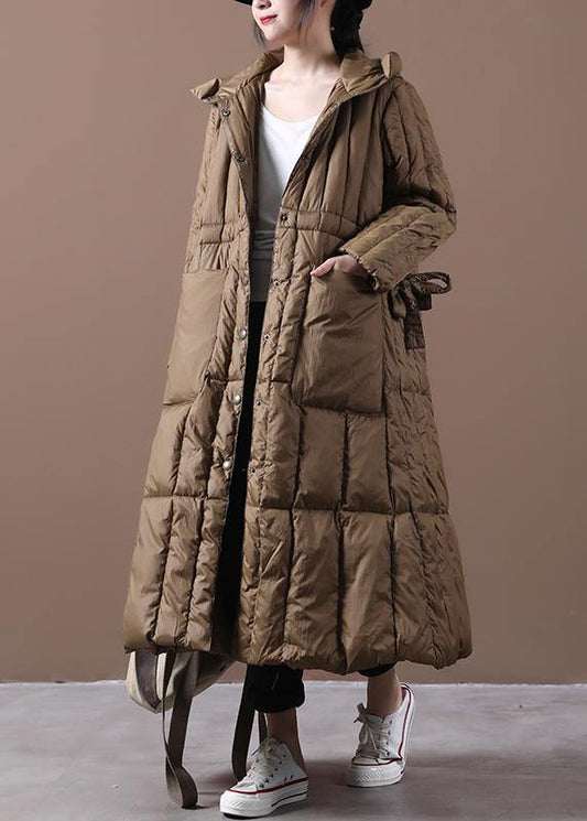 Fine plus size Winter Winter overcoat chocolate hooded pockets goose Down coat -  - DYAVOR® 