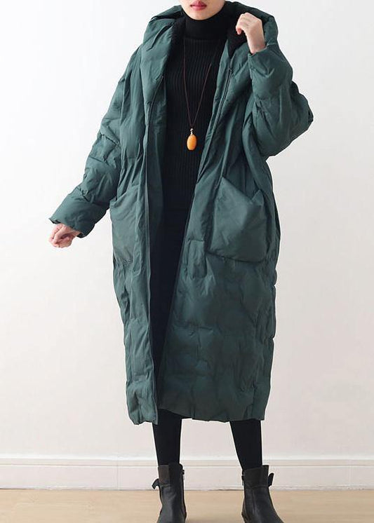  Fine plus size clothing winter jacket hooded coats green zippered down jacket woman -  - DYAVOR® 